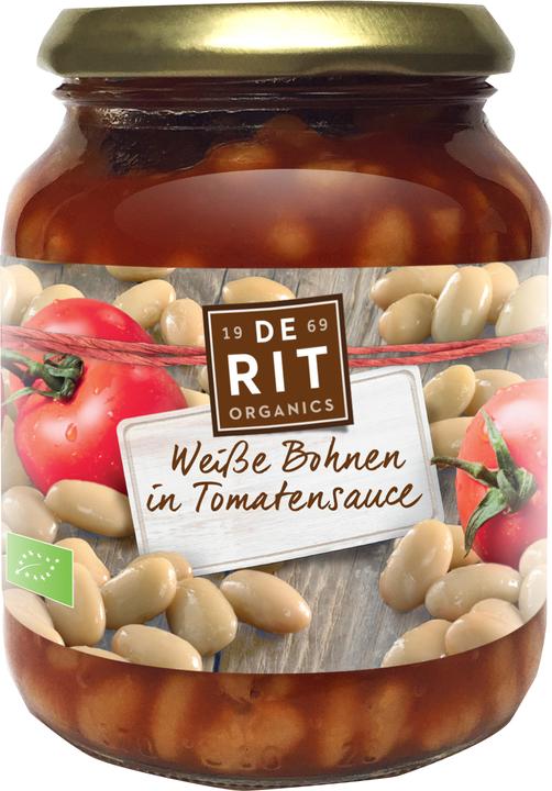 Actual product image De Rit White beans in tomato sauce in jar organic (360 g)