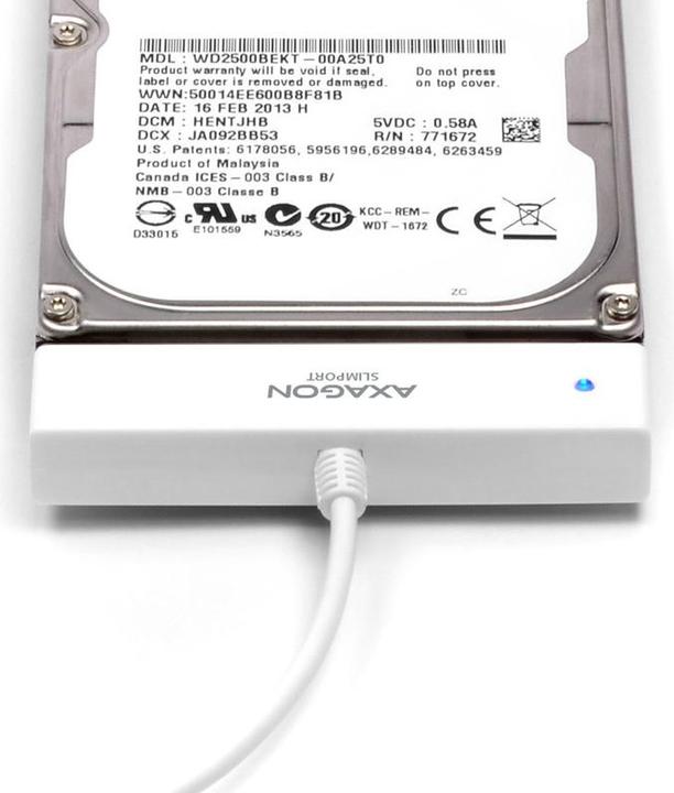 Produktbild Axagon ADSA-1S6 SLIMPort Adapter, USB 2.0, 2,5" SSD/HDD, SATA - mit Case (2.5")
