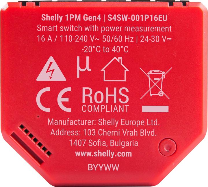 Actual product image Shelly 1PM Gen4 (Switch actuator)