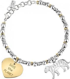 Actual product image La Petite Story Steel solid bracelet with pendants Save the Planet LPS05ATA09