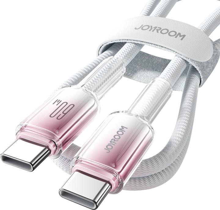 Immagine prodotto Joyroom S-A42 Serie Crystal Clear Cavo dati a ricarica rapida da Tipo-C a Tipo-C 60W 1,2 m Bianco (1.20 m)