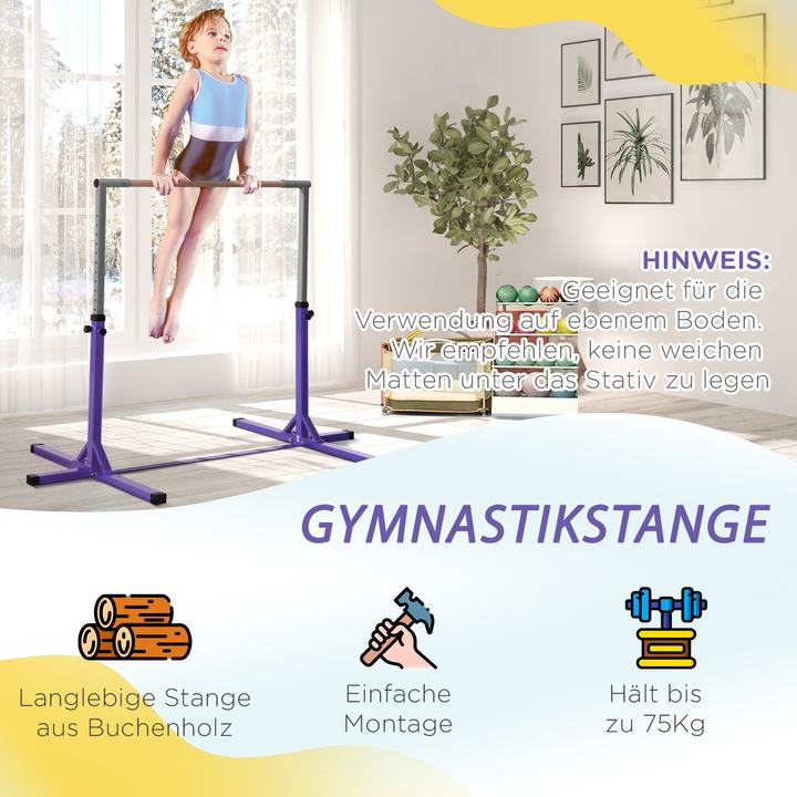 Produktbild Homcom Gymnastik-Turnreck Stahl, Buchenholz Violett