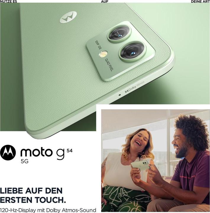 Immagine prodotto Motorola Moto G54 (256 GB, Verde menta, 6.50", SIM + eSIM, 50 Mpx, 5G)