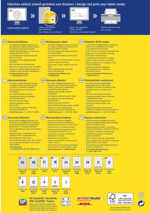Actual product image Avery Universal labels