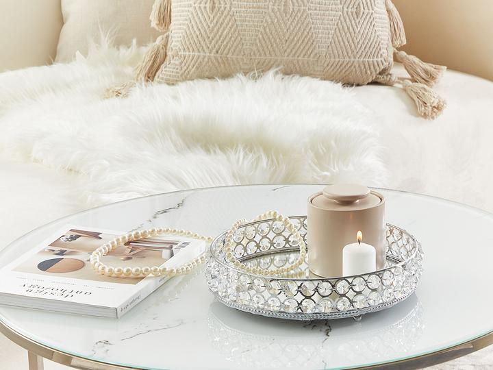 Image du produit Beliani Plateau décoratif verre / fer effet miroir ø 25 cm argent VATAN