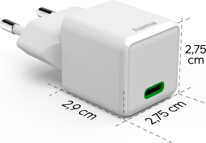 Produktbild Hama Schnellladegerät, USB-C, PD/Qualcomm®, Super-Mini-Charger, 20 W, Weiss (20 W)
