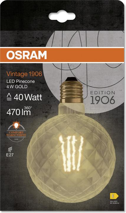 Immagine prodotto Osram Pino LED del 1906 Vintage 1906 (E27, 4.50 W, 470 lm, 1 x, E)