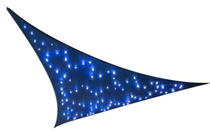 Produktbild Perel SONNENSEGEL MIT LED-STERNENHIMMEL - DREIECKIG - 3.6 x 3.6 x 3.6 m - DUNKELBLAU (3.6 x 3.6 x 3.6 m)