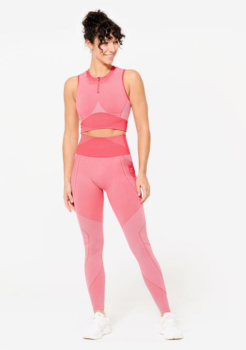 Image du produit Domyos Débardeur crop seamless femme, rouge et rose (S)