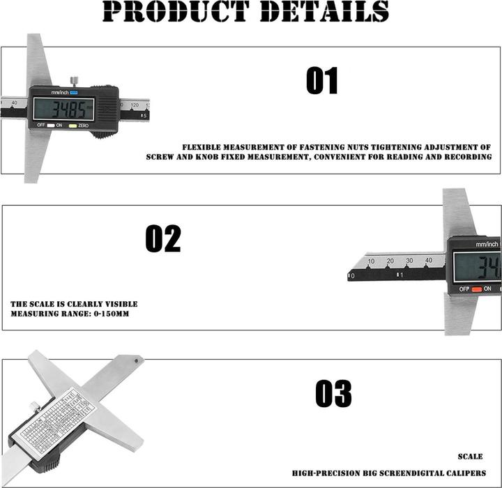 Produktbild Jectse Digitaler Tiefenmesser (15 cm)