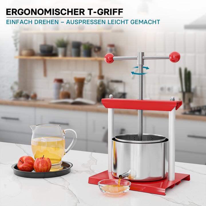 Produktbild Wiltec Obstpresse Weinpresse Stahl 6L Edelstahlkorb Fruchtpresse Beerenpresse