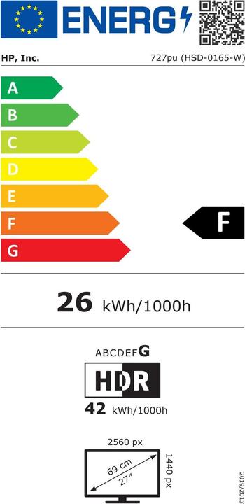 Label énergétique HP 727pu Écran d'accueil (2560 x 1440 pixels, 27")