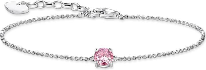 Thomas Sabo Armband mit pinkfarbenem Zirkonia-Anhänger Silber (19 cm, 925er Silber)