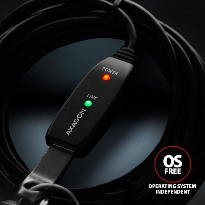 Produktbild Axagon ADR-220 aktives USB 2.0 Verlängerungskabel, USB-A Stecker/Buchse - 20m (20 m, USB 2.0)