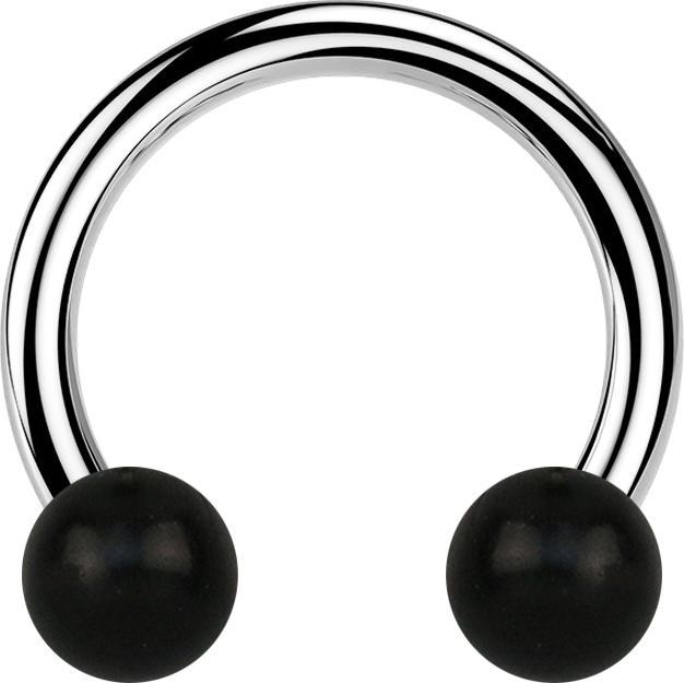 Actual product image Star Piercing Circular barbell silver with two balls made of Areng wood (Surgical steel 316L, Organic, without brass)