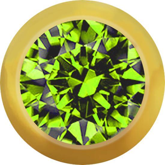 Produktbild Star Piercing Micro Kugel vergoldet mit Kristall hellgrün (ohne Messing, Chirurgenstahl 316L)