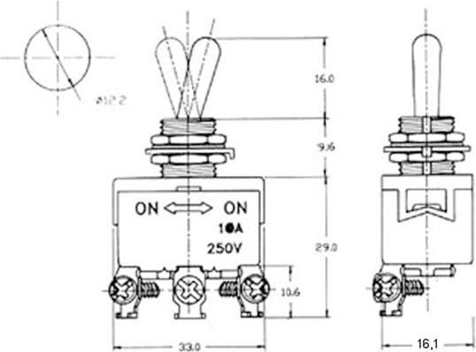 Actual product image Velleman Maxi Toggle Switch Spdt (On)-Off-(On) 10A/250V