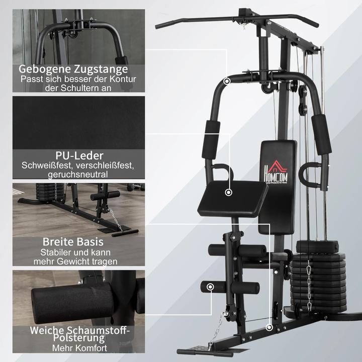 Produktbild Swisshandel24 Kraftstation mit 45 kg Gewichtsblock 180x108x200cm Stahl Schwarz