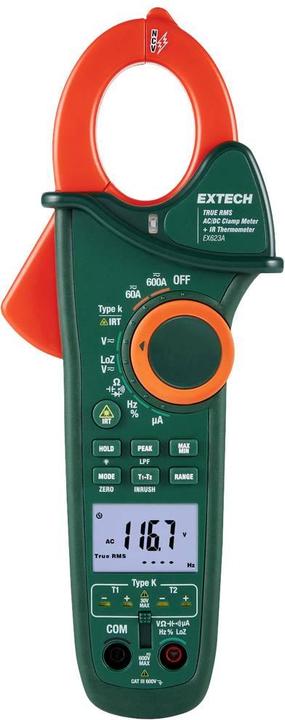 Actual product image Extech EX623A Current clamp digital IR thermometer CAT III 600V Display (counts): 6000 (CAT III 600V)