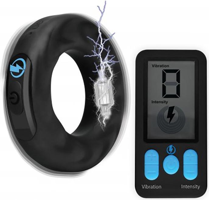 Actual product image Zeus Electrosex 5X E-Stim Pro Silicone Vibrating Cock Ring + Remote (7.60 cm)