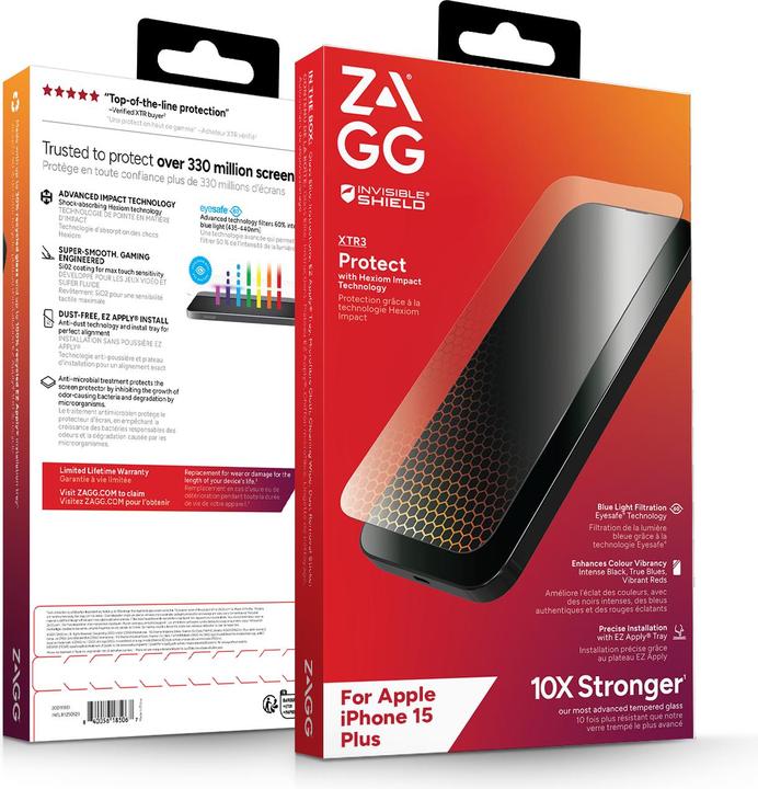 Actual product image Zagg Invisibleshield Glass Xtr3 Am E (1 Piece, Apple iPhone 15 Plus)