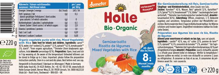 Immagine prodotto Holle Risotto alle verdure (220 g)