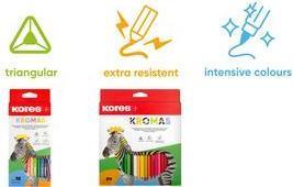Actual product image Kores KROMAS coloured pencils, box of 24, 3-sided soft lead, lime wood for easy sharpening (Multicoloured, 1 x)