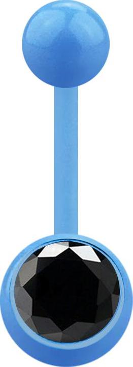 Image du produit Star Piercing Banane bleu clair avec boule et boule de cristal noir (sans laiton, Acrylique)