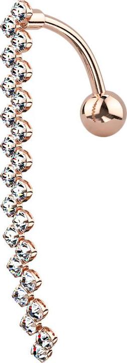 Produktbild Star Piercing Banane rosegold mit Anhänger Zick Zack Kristall Balken (Chirurgenstahl 316L, Messing)
