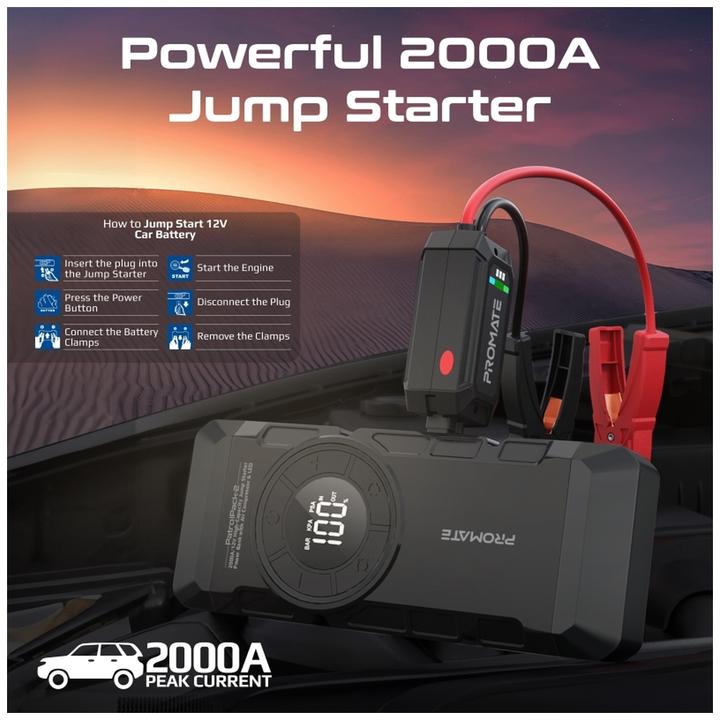 Actual product image ProMate PatrolPack-2 high-performance car jump starter (2000 A, 12000 mAh)