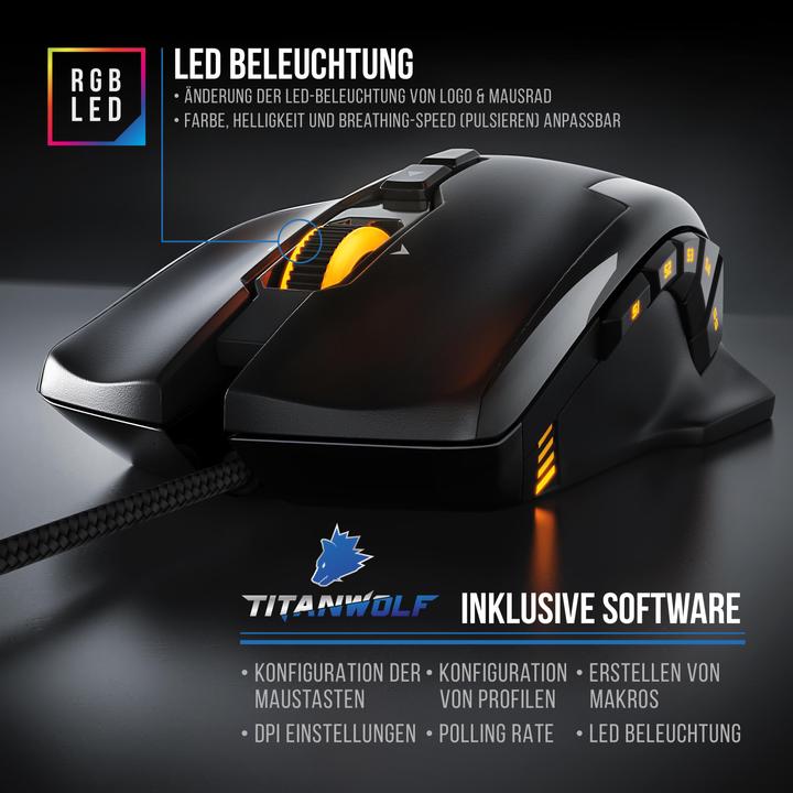 Produktbild Titanwolf Tastatur, Maus- und Mauspad Spar Set, Mechanisches Keyboard, Mouse & Mausmatte Gaming Bundle (DE, Kabelgebunden)