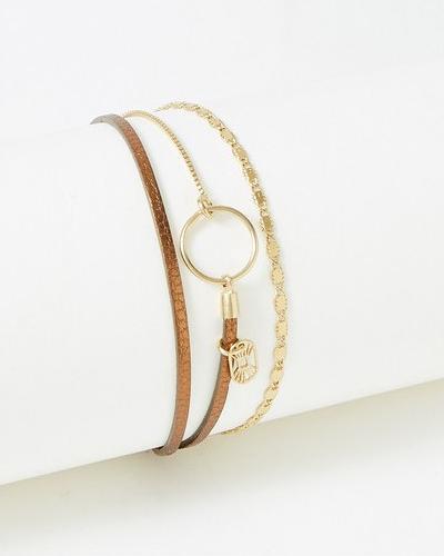 Produktbild Flowers Forzoé Tabatha-Armband – Messingplatte – Echtes Leder (Messingplatte)