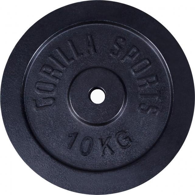 Produktbild Gorilla Sports Hantelscheibe Guss Schwarz 1,25-15 KG (1 x 10 kg)