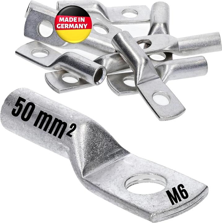 Actual product image Kalitec 10 pieces DR50-6 compression cable lug 50mm² M6 I Connector to DIN 46235 I Made in Germany
