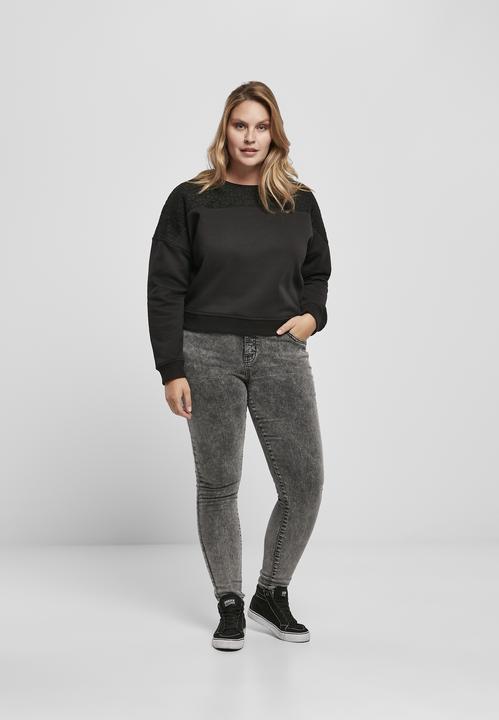 Immagine prodotto Urban Classics Girocollo corto da donna con inserto in pizzo sovradimensionato (L)
