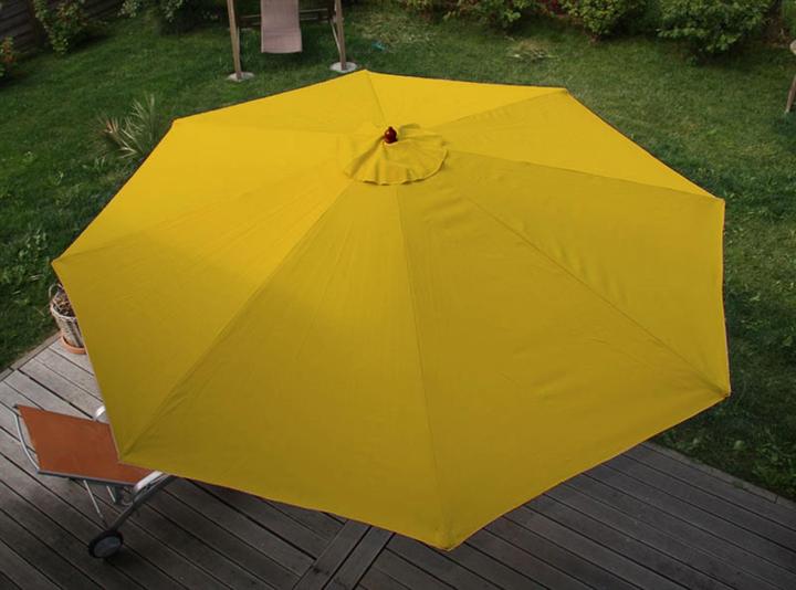 Actual product image Mendler Parasol Florida, Ø 3,5m polyester/wood 7kg - yellow (3.50 m)