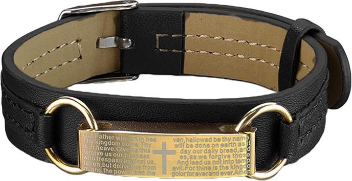 Produktbild Star Piercing Kunstlederarmband schwarz Balken vergoldet (Kunstleder, Chirurgenstahl 316L, ohne Messing)