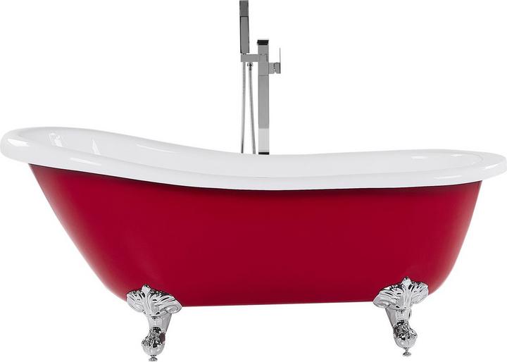 Produktbild Beliani Badewanne freistehend rot oval 170 x 76 cm CAYMAN (246 l, 76 cm)