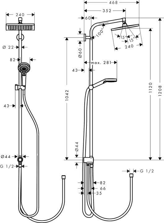 Produktbild hansgrohe Crometta E Duschsystem 240 1 Strahlart wassersparend 9 l/min Reno