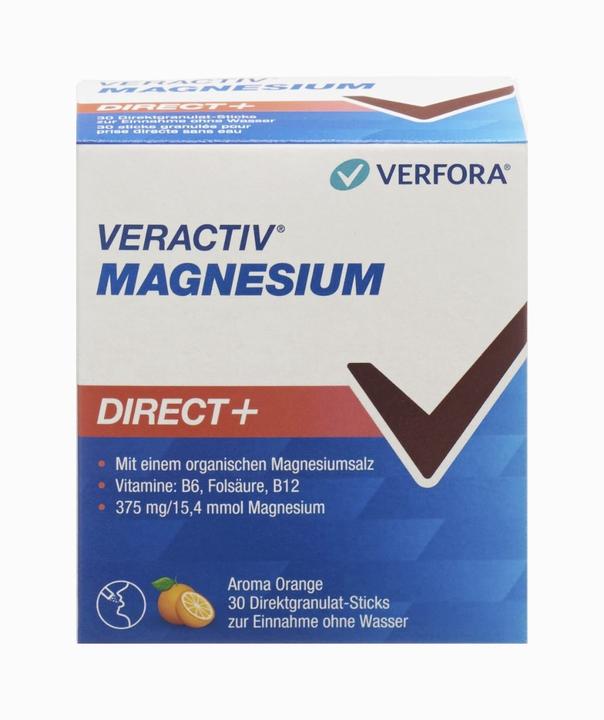 Nährwerte und Zutaten Veractiv Magnesium Direct+ 30 Sticks (30 Stück, Granulat, 100 g)