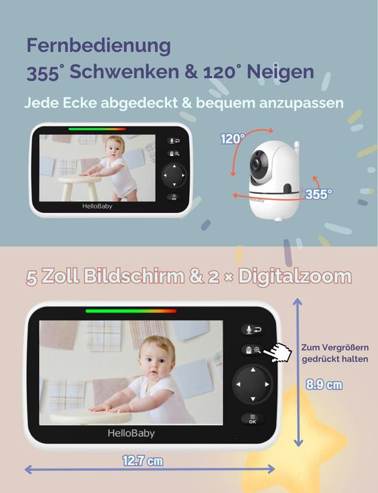 Image du produit HelloBaby Babyphone mit 2 Kameras (Vidéo et audio, 305 m)