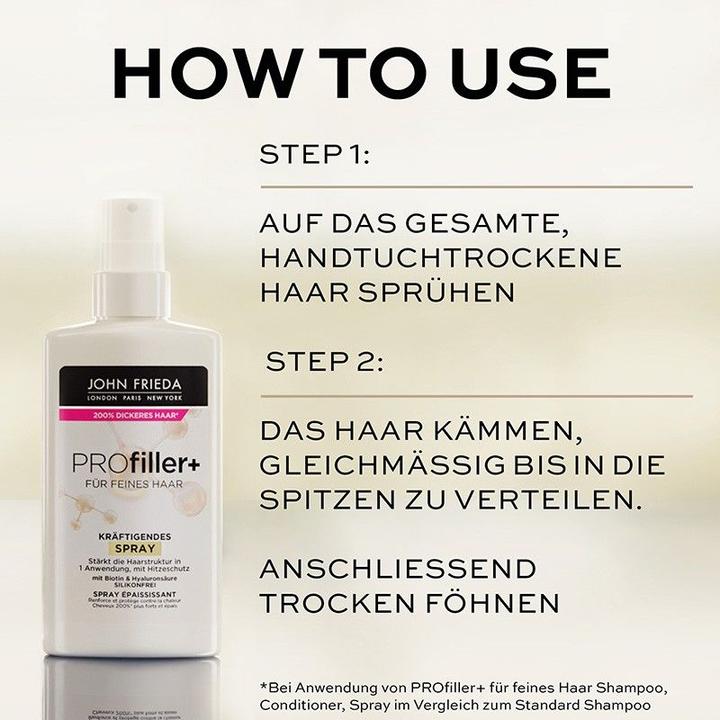 Nutritional values and ingredients John Frieda PROFiller+ kräftigendes Spray (150 ml)