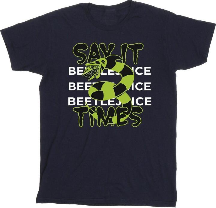 Actual product image Beetlejuice Mens Say It 3 Times Cotton T-Shirt (5XL)