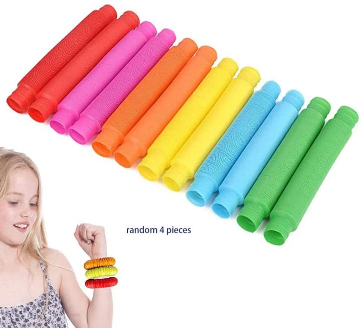 Actual product image Activity Board 4 Pack Mini Pop Tube Sensory Fidget toy colourful heavy-duty for building educational buildings