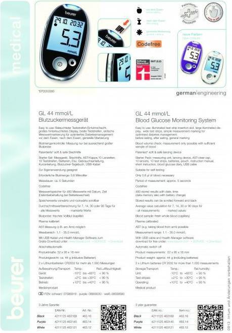 Immagine prodotto Beurer Gl44 (Glucometro)