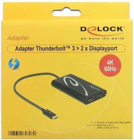 Produktbild Delock Monitoradapter Thunderbolt 3 zu 2xDP-Buchse (DP, 27 cm)