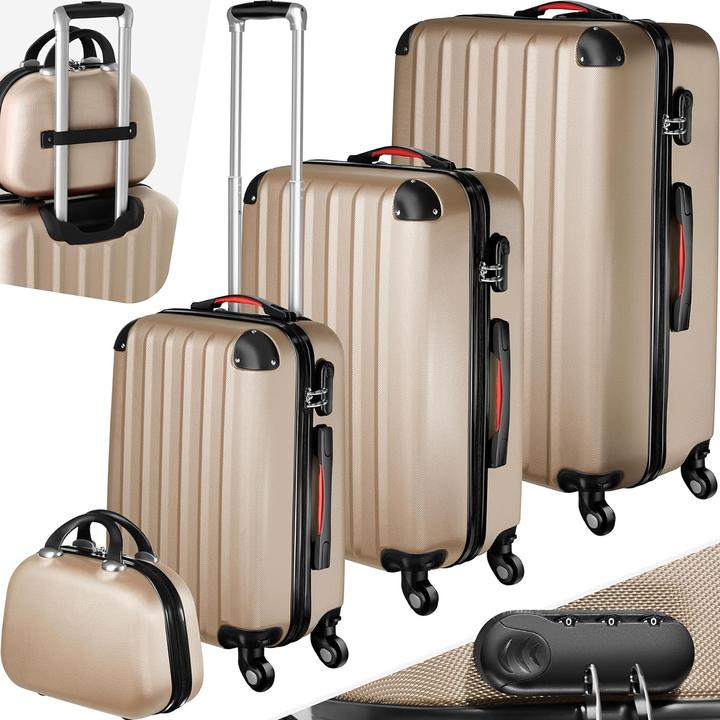 Actual product image tectake 800763 Suitcase set 4-pcs, champagne | No. 403411 (90 l, M (50 - 90l), L (90 - 115l), XL (from 140l))