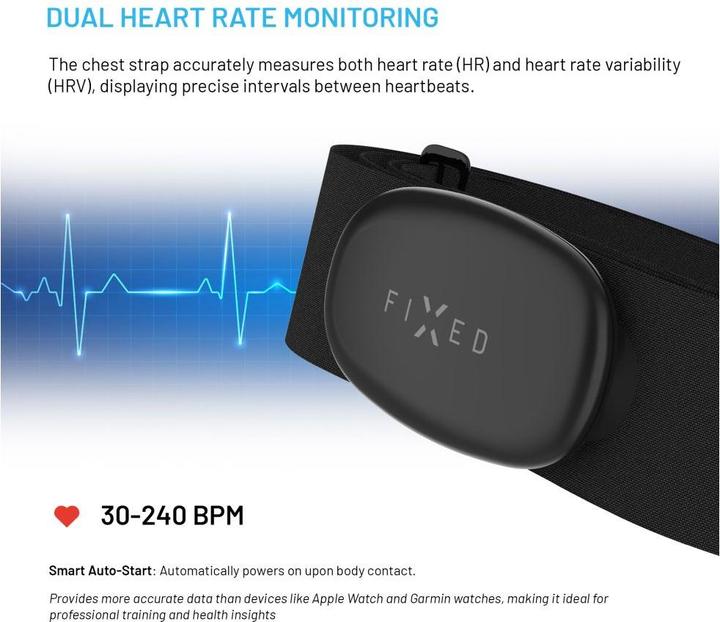 Immagine prodotto Fixed Fascia toracica cardiofrequenzimetro Pulse Dual, misura HR+HRV, nero