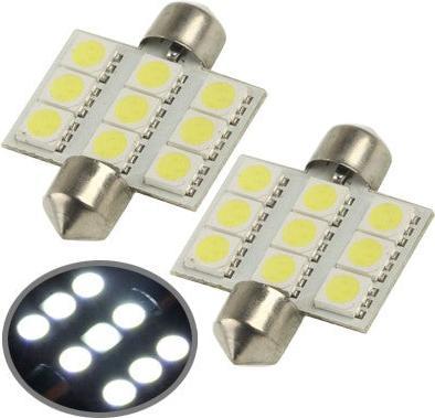 Produktbild Hermex 2x 36mm LED Auto Interio Innenbeleuchtung 9 SMD 5050 Festoon Sofitten neuem Technologie - XENON Weis