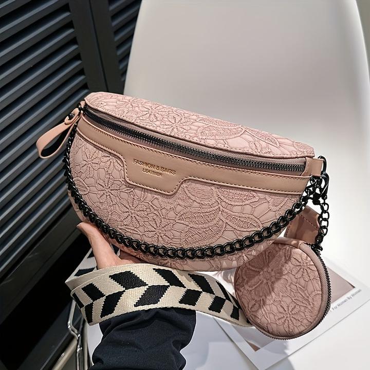 Actual product image Only-Bags.Store Classic minimalist shoulder bag, retro style solid colour half moon zip Fancy